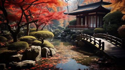秋の日本庭園 | Japanese Garden in Autumn Generative AI