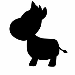 Donkey silhouette on white background