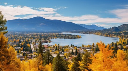 Nelson city bc autumn panorama