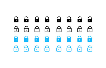 Lock for key icons. Different styles, collection of locks for the key. Vector icons