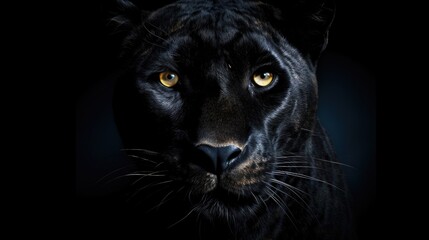 Black panther face on dark background