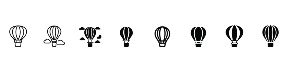 Obraz premium air balloon icon, Silhouette of hot air balloon. Air transport for travel, Hot air balloon icon, Hot air balloon icon, hot air balloon in the sky