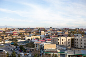 Fototapeta na wymiar the panoramic shot of a city in the Silk Road