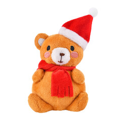 Christmas teddy bear isolated on transparent background. PNG