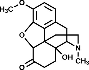 Oxycodone structural formula, vector illustration