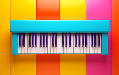 Piano minimalista em fundo colorido vibrante