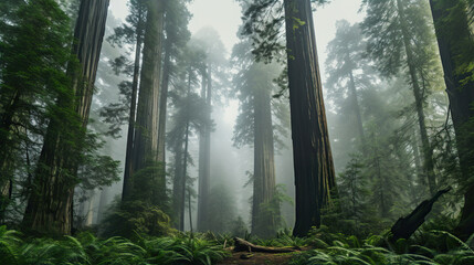 Misty forest. Generative Ai