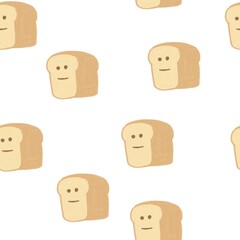 bread cartoon illustration seamless on white background.