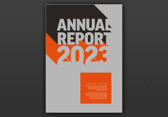 Red annual report front cover page template with title and year with long shadow effect
