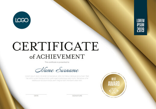 Modern golden certificate template
