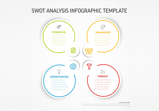 Vector simple SWOT illustration template with circle blocks
