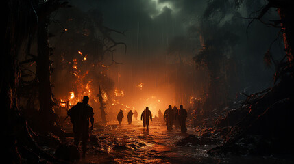 Fototapeta premium An epidemic and war broke out in the world