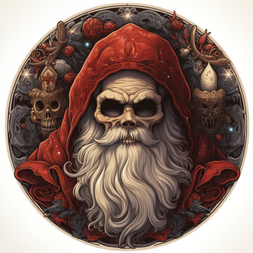 Gothic Undead Santa Round Sticker