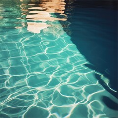 Obraz premium Tropical summer background with concrete wall, pool water and palm leaf shadow. Luxury hotel resort exterior for product placement. Outdoor vacation holiday house scene, neutral architecture aesthetic