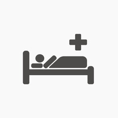Hospital bed icon vector. health care room, medical symbol