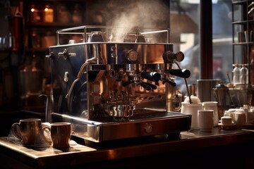 The coffee shop boasts a professional-grade coffee machine