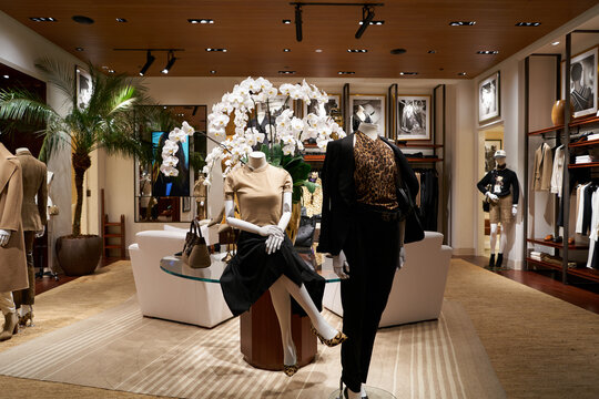SINGAPORE - NOVEMBER 05, 2023: interior shot of Ralph Lauren store in the Shoppes at Marina Bay Sands.