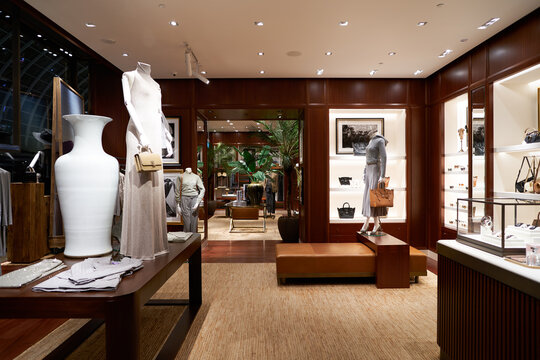 SINGAPORE - NOVEMBER 05, 2023: interior shot of Ralph Lauren store in the Shoppes at Marina Bay Sands.