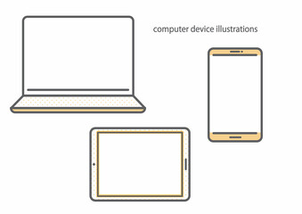 ノートパソコン　スマホ　タブレット　シンプルでお洒落な線画フレームセット © fumi