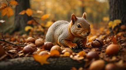 squirrel in the autumn forest