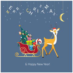 christmas greeting card with deer