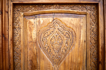 beautifully designed door entrance in a historical place, Khiva, the Khoresm agricultural oasis, Citadel.