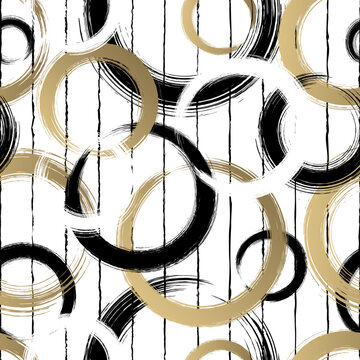 Fototapeta Abstract geometric seamless pattern. Repeating geometry line background for design prints. Repeated brush strokes shapes. Watercolor texture. Repeat whimsical Intersection lines. Vector illustration