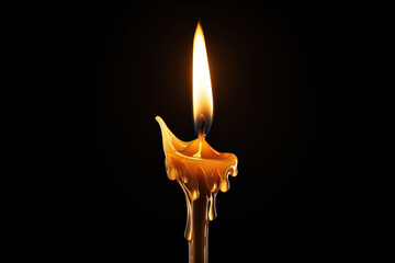 Candle flame on a black background. Generated by artificial intelligence