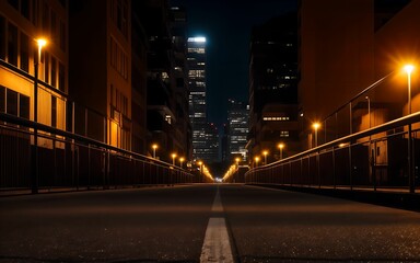 Fototapeta premium Urban Serenity Night Lights and Architectural Beauty ai generated