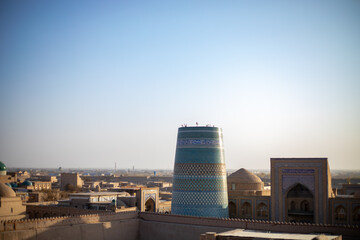 a beautiful blue marbled historical place in Uzbekistan, Khiva, the Khoresm agricultural oasis, Citadel.