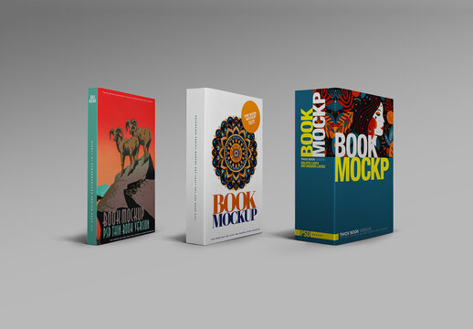 Book Mockup Thin Medium Thick Cover Spine