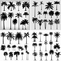 tree nature coconut vector illustration leaf plant palm outline summer forest silhouette tropic  - obrazy, fototapety, plakaty