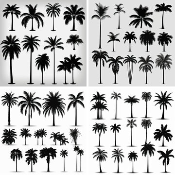 tree nature coconut vector illustration leaf plant palm outline summer forest silhouette tropic 