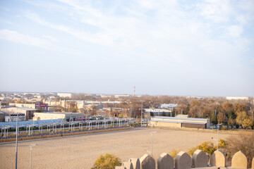 view of a Central Asian City from height, Khiva, the Khoresm agricultural oasis, Citadel.