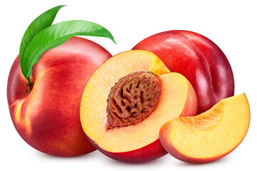 Fresh organic peach isolated on white background.