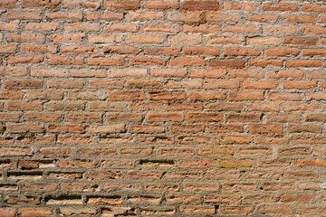 Detail of a brown brick wall texture and background with copy space