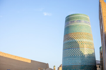 beautiful historical building in a Central Asian Silk Road, Khiva, the Khoresm agricultural oasis,...