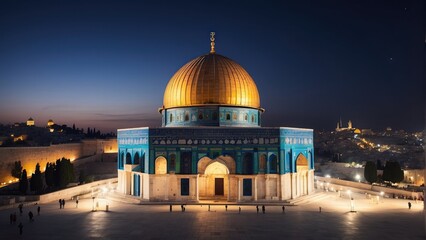 Dome of Rock at evening time background photo