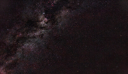 Milky Way stars and night sky photographed with wide angle lens.