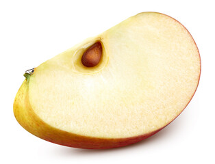 Ripe whole apple half fruit isolated on white