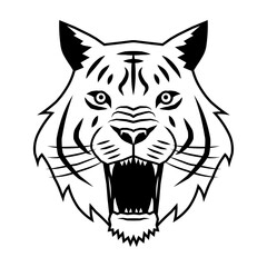 Tiger head logo. Wildlife face icon. Heraldry and royal symbol. Vector illustration image.