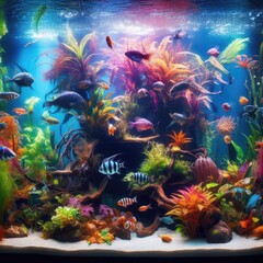 Obraz na płótnie Canvas tropical aquarium with fishes