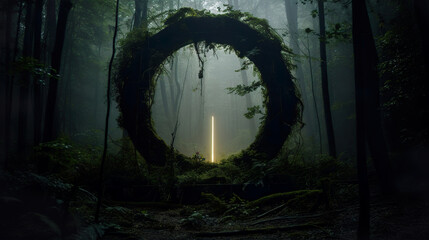 Magic Portal in the Forest. Generative Ai
