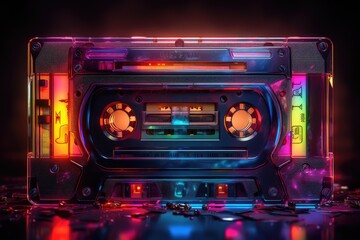 neon retro retro neon cassette tape