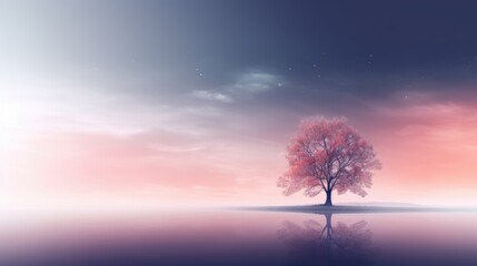 Serene Blossom Tree Reflecting on Water, Ethereal Spring Beauty