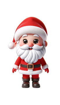 3D illustrations of a cute, happy Santa Claus on a white background. 