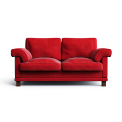 Fototapeta premium Red comfortable sofa on transparent background, ai technology