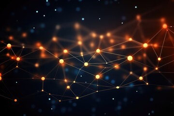 Fototapeta premium Abstract polygonal space low poly dark background with connecting dots and lines. Connection structure. 3d rendering, Abstract digital connection dots and lines, Technology background, AI Generated