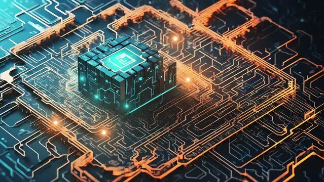 AI self Learning Machine Process , Artificial intelligence circuit board, artificial intelligent Concept