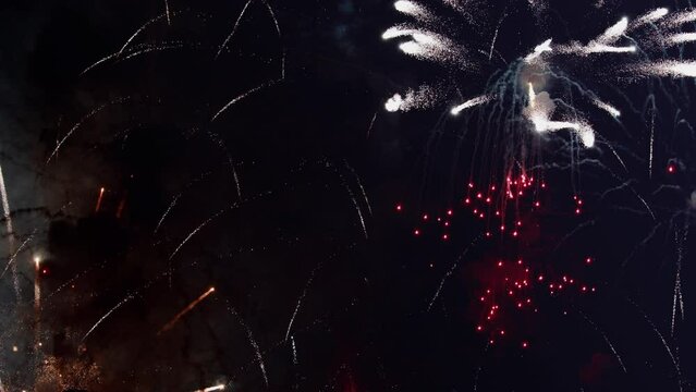 happy new years christmas tree neon background happy new year holidays celebration digital animation snowfall confetti falling decoration elements